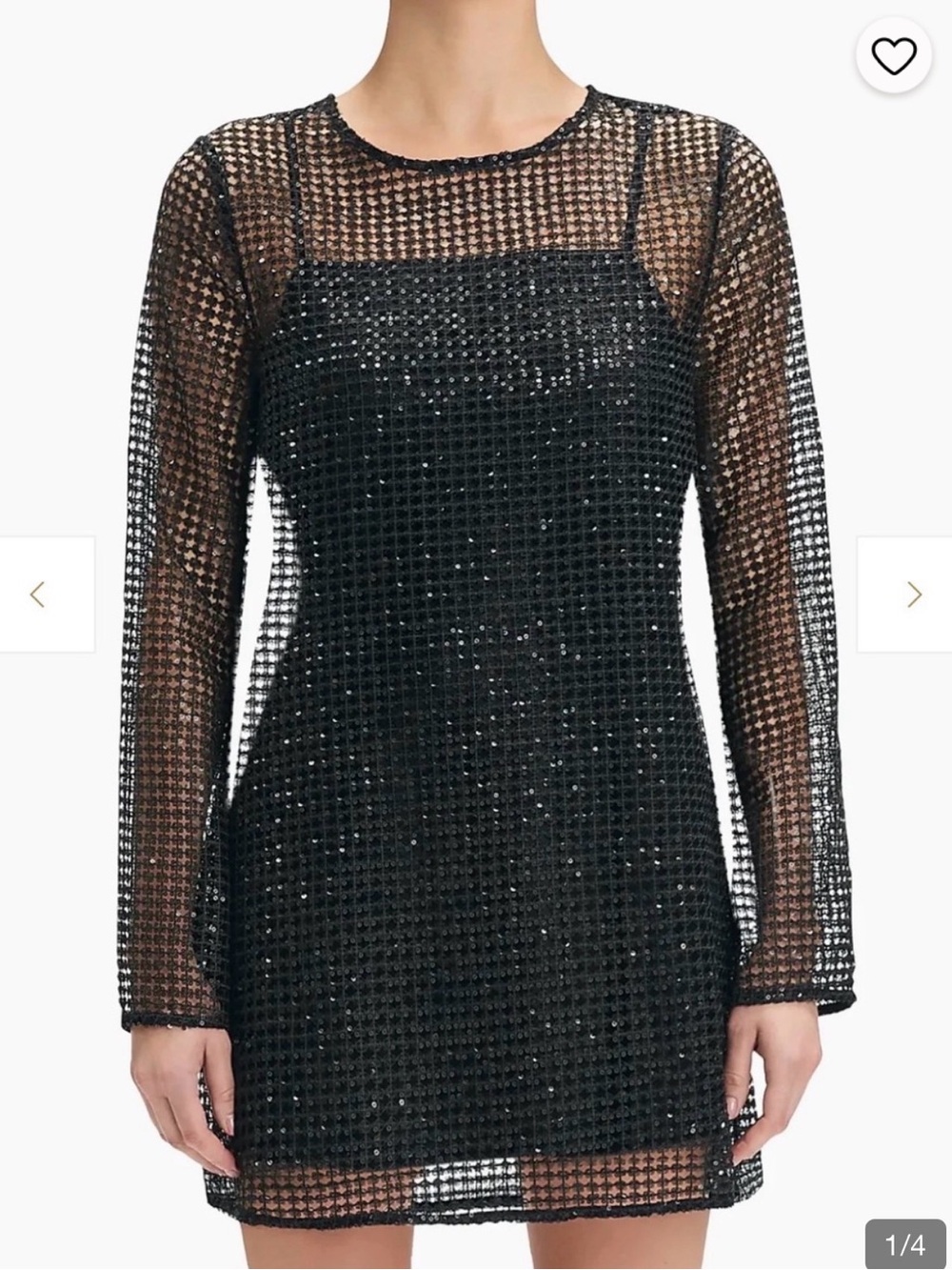 Favorite Daughter Black Sequin Mesh Long-Sleeve Mini‎ Dress